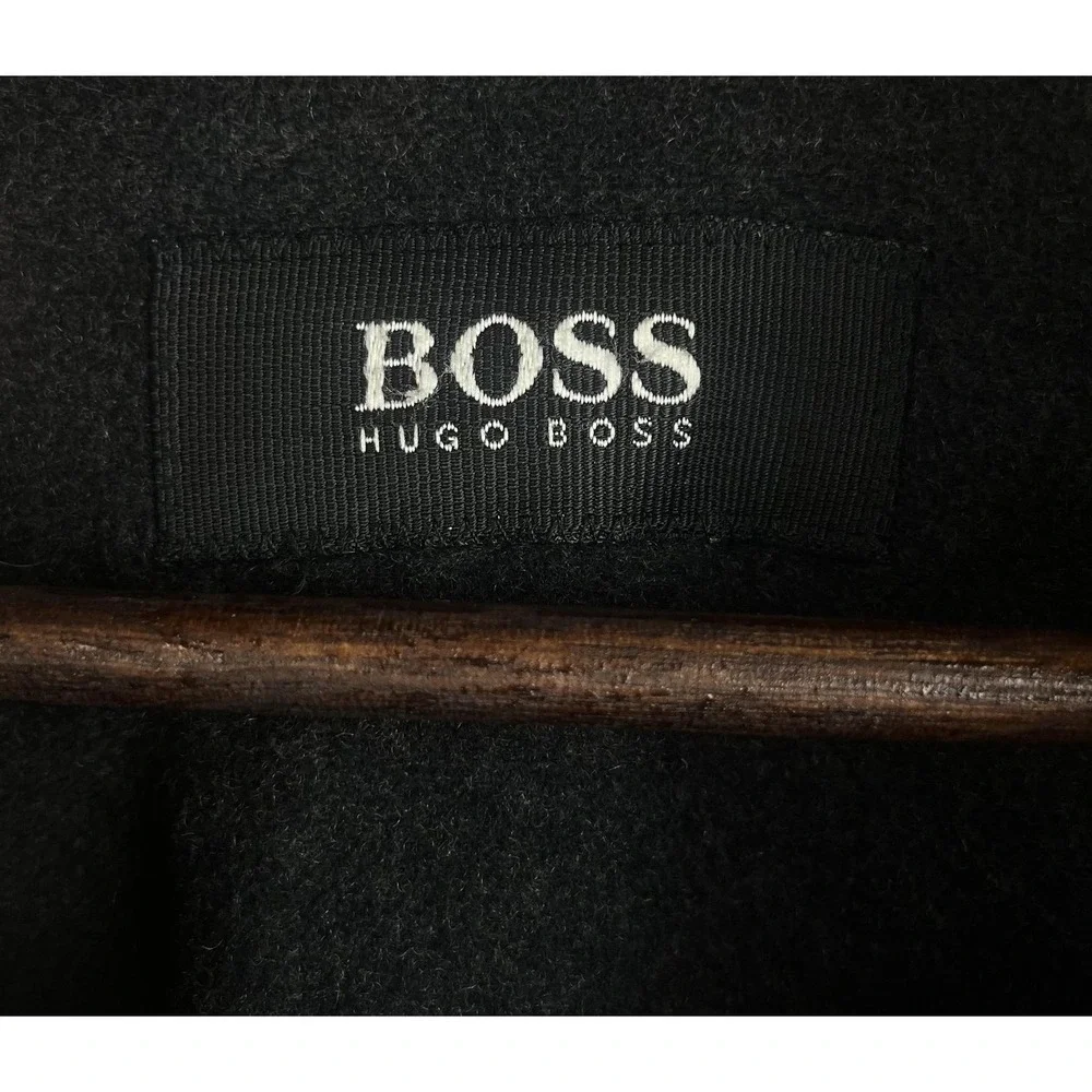 Hugo Boss Coat Mens 54 XL Black Wool Blend SIMA-W Made Portugal Detachable Liner